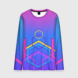 Лонгслив мужской Многоцветный градиент с геометрическими фигурами, цвет: 3D-принт