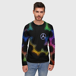 Лонгслив мужской Mercedes - neon pattern, цвет: 3D-принт — фото 2