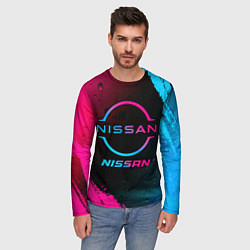 Лонгслив мужской Nissan - neon gradient, цвет: 3D-принт — фото 2