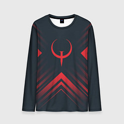 Лонгслив мужской Красный символ Quake на темном фоне со стрелками, цвет: 3D-принт