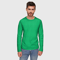 Лонгслив мужской Зеленый вязаный свитер, цвет: 3D-принт — фото 2
