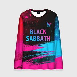 Лонгслив мужской Black Sabbath - neon gradient: символ сверху, цвет: 3D-принт