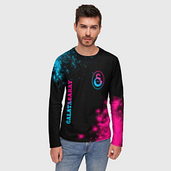 Лонгслив мужской Galatasaray - neon gradient: надпись, символ, цвет: 3D-принт — фото 2
