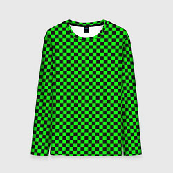 Лонгслив мужской Зелёная шахматка - паттерн, цвет: 3D-принт