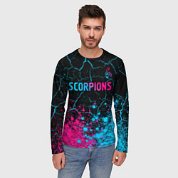 Лонгслив мужской Scorpions - neon gradient: символ сверху, цвет: 3D-принт — фото 2