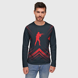 Лонгслив мужской Красный символ Counter Strike на темном фоне со ст, цвет: 3D-принт — фото 2