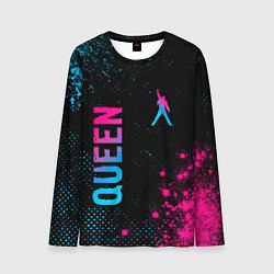 Лонгслив мужской Queen - neon gradient: надпись, символ, цвет: 3D-принт