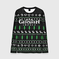 Лонгслив мужской Новогодний свитер - Genshin impact, цвет: 3D-принт
