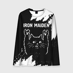 Лонгслив мужской Группа Iron Maiden и рок кот, цвет: 3D-принт