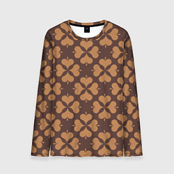 Лонгслив мужской Четырехлистный клевер коричневый, цвет: 3D-принт