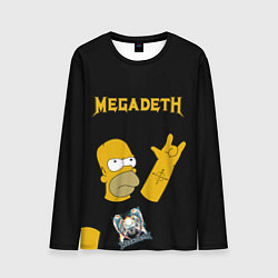 Лонгслив мужской Megadeth Гомер Симпсон рокер, цвет: 3D-принт