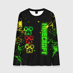 Лонгслив мужской Minecraft - неоновые логотипы, цвет: 3D-принт