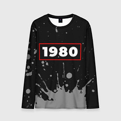 Лонгслив мужской 1980 - в красной рамке на темном, цвет: 3D-принт