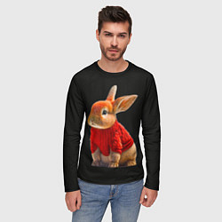 Лонгслив мужской Кролик в свитере, цвет: 3D-принт — фото 2
