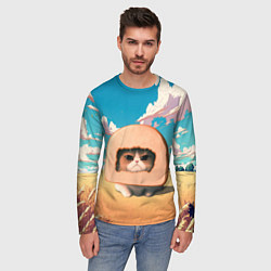 Лонгслив мужской Мемный кот в хлебе, цвет: 3D-принт — фото 2