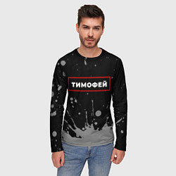 Лонгслив мужской Тимофей - в красной рамке на темном, цвет: 3D-принт — фото 2