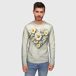 Лонгслив мужской Ромашковое сердце, цвет: 3D-принт — фото 2