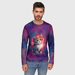 Лонгслив мужской Космически котенок, цвет: 3D-принт — фото 2