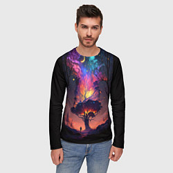 Лонгслив мужской Огненное дерево в звездном лесу, цвет: 3D-принт — фото 2