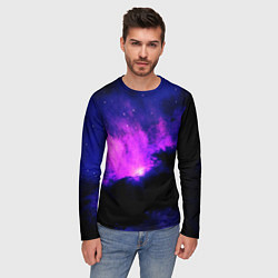 Лонгслив мужской Неоновый туманный космос, цвет: 3D-принт — фото 2