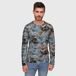 Лонгслив мужской Паттерн с котиками, цвет: 3D-принт — фото 2