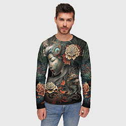 Лонгслив мужской Японская девушка Irezumi, цвет: 3D-принт — фото 2