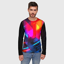 Лонгслив мужской Neon stripes color, цвет: 3D-принт — фото 2