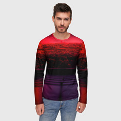 Лонгслив мужской Пурпурный закат-арт, цвет: 3D-принт — фото 2