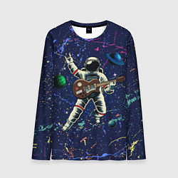 Лонгслив мужской Космонавт играет на гитаре, цвет: 3D-принт