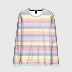 Лонгслив мужской Пастельные линии - текстура свитера, цвет: 3D-принт
