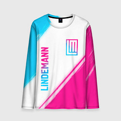 Мужской лонгслив Lindemann neon gradient style: надпись, символ