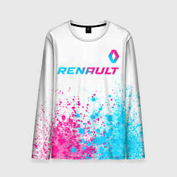 Лонгслив мужской Renault neon gradient style: символ сверху, цвет: 3D-принт
