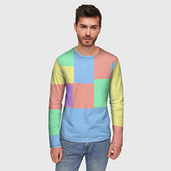 Лонгслив мужской Разноцветные квадраты и прямоугольники, цвет: 3D-принт — фото 2