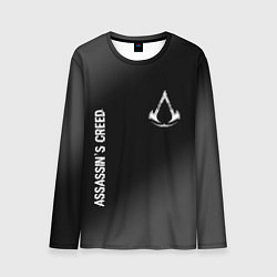 Мужской лонгслив Assassins Creed glitch на темном фоне: надпись, си