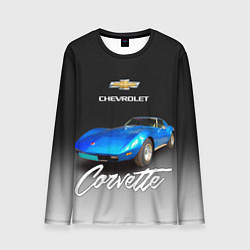 Лонгслив мужской Синий Chevrolet Corvette 70-х годов, цвет: 3D-принт