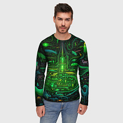 Лонгслив мужской Психоделика в зеленом - нейронная сеть, цвет: 3D-принт — фото 2