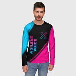 Лонгслив мужской A Silent Voice - neon gradient: надпись, символ, цвет: 3D-принт — фото 2