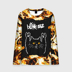 Лонгслив мужской Blink 182 рок кот и огонь, цвет: 3D-принт