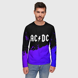 Лонгслив мужской AC DC purple grunge, цвет: 3D-принт — фото 2
