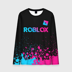 Лонгслив мужской Roblox - neon gradient: символ сверху, цвет: 3D-принт