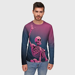 Лонгслив мужской Розовый скелет, цвет: 3D-принт — фото 2