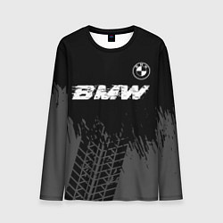 Лонгслив мужской BMW speed на темном фоне со следами шин: символ св, цвет: 3D-принт