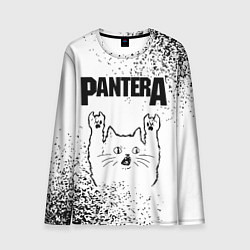 Лонгслив мужской Pantera рок кот на светлом фоне, цвет: 3D-принт