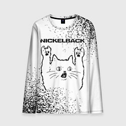Лонгслив мужской Nickelback рок кот на светлом фоне, цвет: 3D-принт
