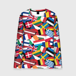 Лонгслив мужской Флаги стран Европейского Союза, цвет: 3D-принт