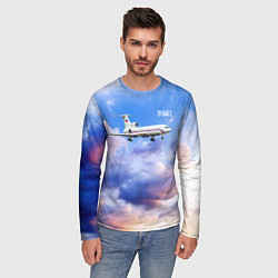 Лонгслив мужской Ту-154 Розовый закат, цвет: 3D-принт — фото 2