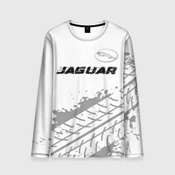 Лонгслив мужской Jaguar speed на светлом фоне со следами шин: симво, цвет: 3D-принт