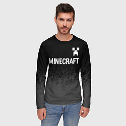 Лонгслив мужской Minecraft glitch на темном фоне: символ сверху, цвет: 3D-принт — фото 2