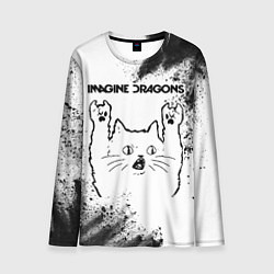 Лонгслив мужской Imagine Dragons рок кот на светлом фоне, цвет: 3D-принт