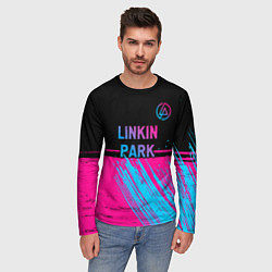 Лонгслив мужской Linkin Park - neon gradient: символ сверху, цвет: 3D-принт — фото 2